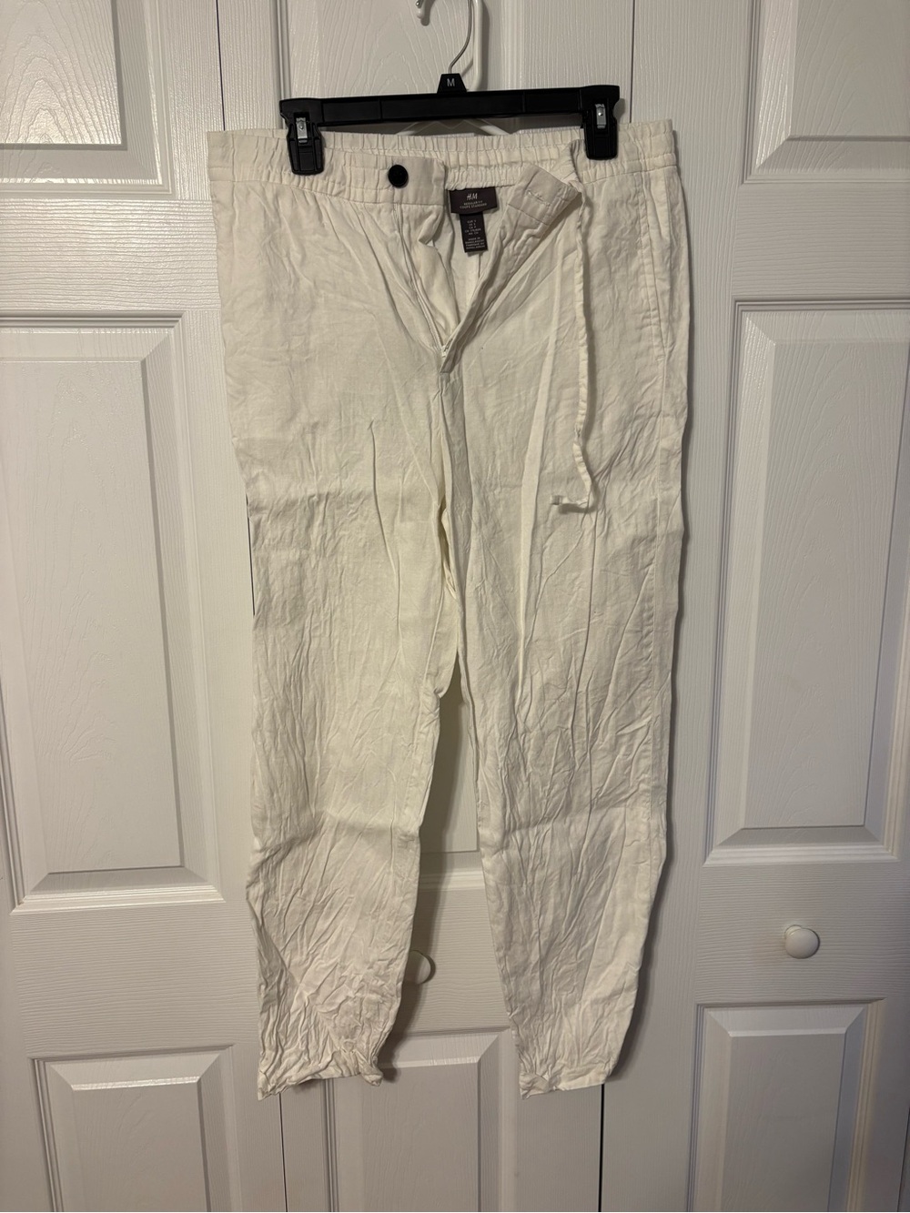 H&M White Men's Linen-Blend Chinos